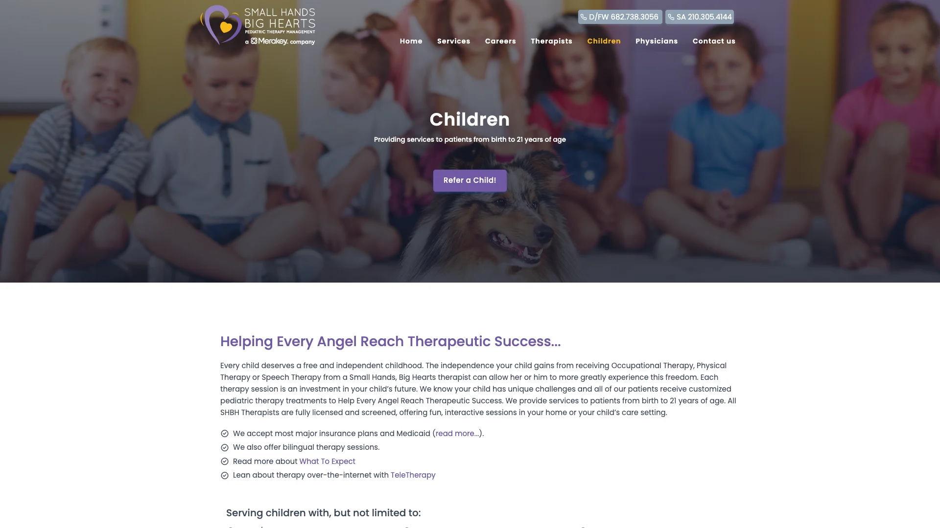 Services for children page